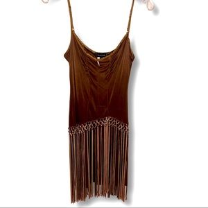 Brown fringe Bebe dress!